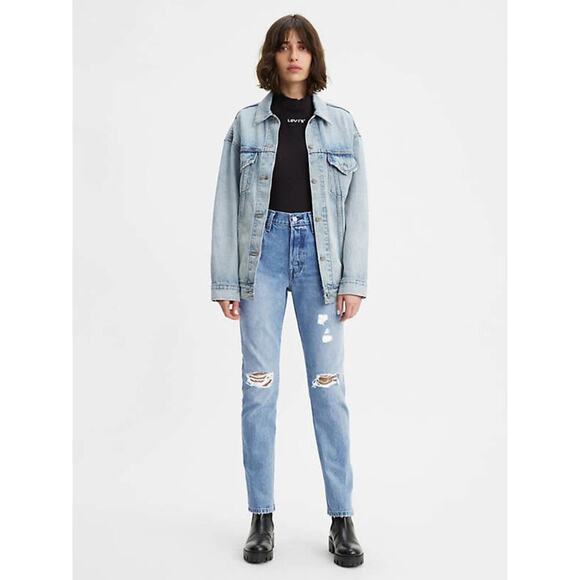 Levi's 501 Original High-Rise Straight Denim Jeans Oxnard Athens Crown Blue 25 - Picture 2 of 12